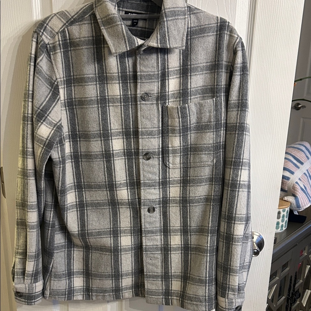 Express Gray Plaid Lightweight Jacket